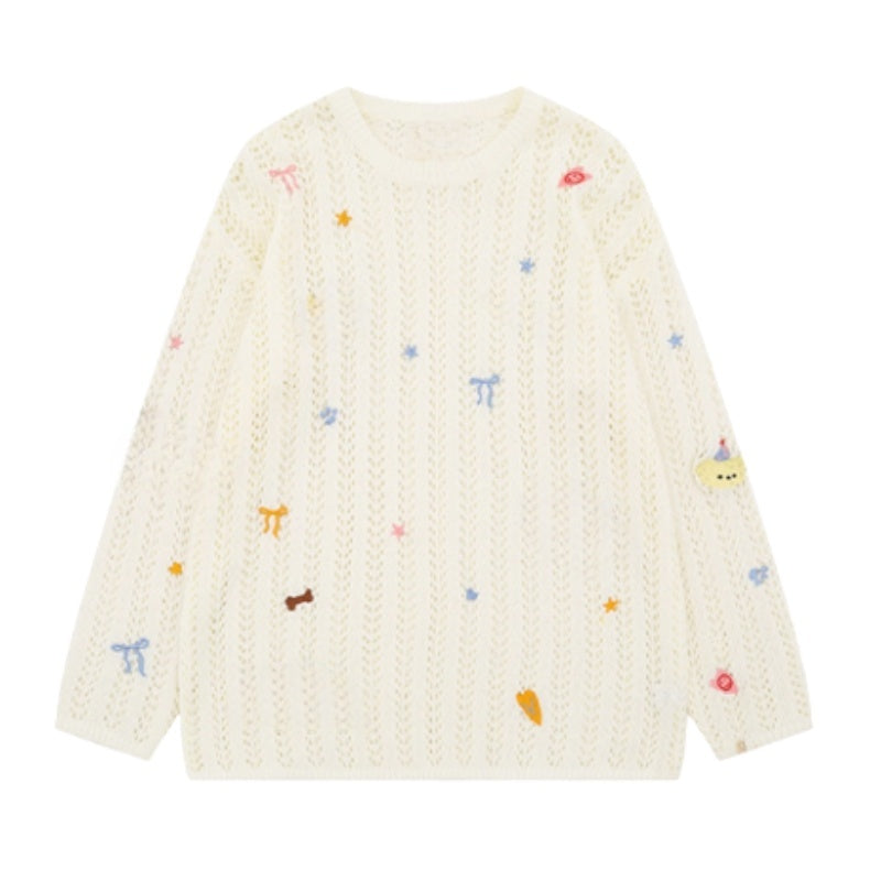 Everyday Wear Embroidered Openwork Sweater
