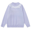 Modern Light Purple Lace Panel Knit Sweater
