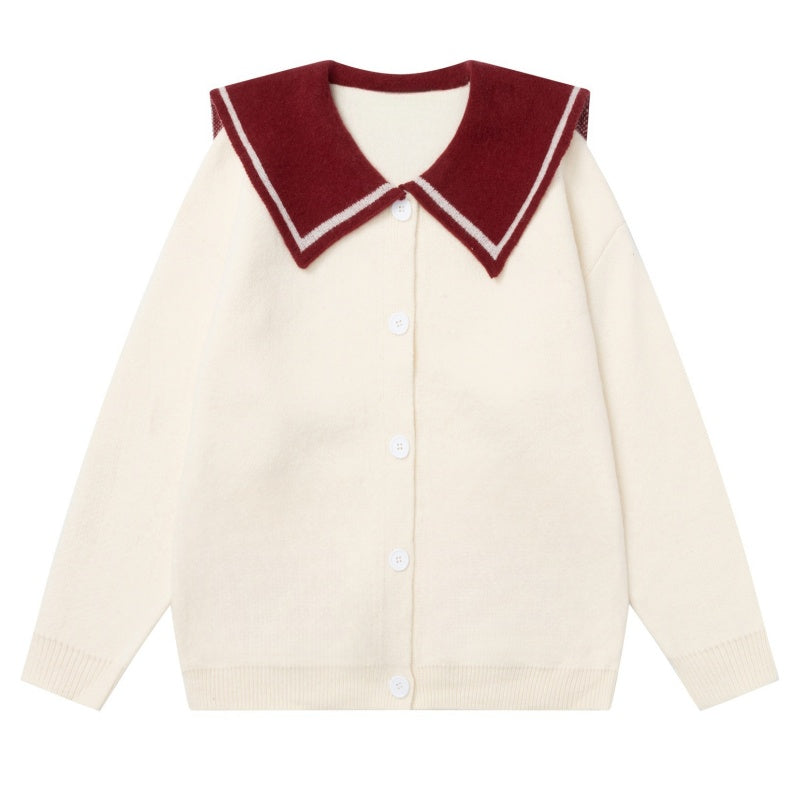 Everyday Wear Burgundy Sweater with Lapel