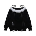 Elegant Lace Patchwork Black Sweater