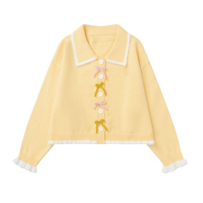 Elegant Bow Accent Cardigan Sweater