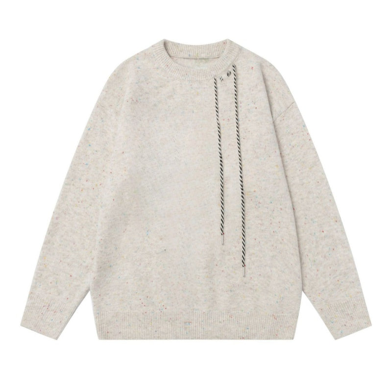 Street Style Khaki Drawstring Knit Sweater