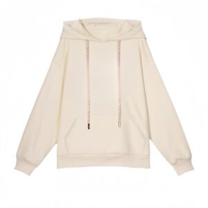 Casual Apricot Lace-Detail Hoodie