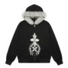 Black Cool Faux Fur Collar Hoodie