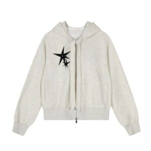 Loose Minimalist Design Light Grey Hoodie