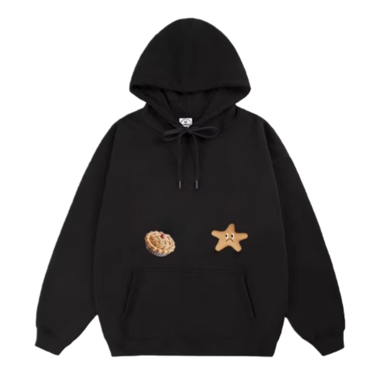 Creative Print Black Casual Hoodie