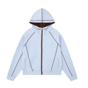 Line Design Color-Block Patchwork Hoodie