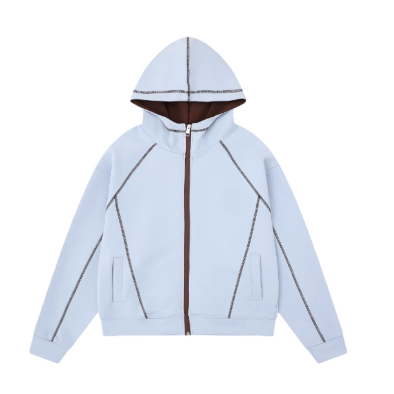 Line Design Color-Block Patchwork Hoodie