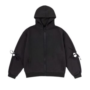 Street Style Black Hoodie with Hollow Details