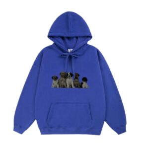 Fleece-Lined Puppy Print Navy Hoodie