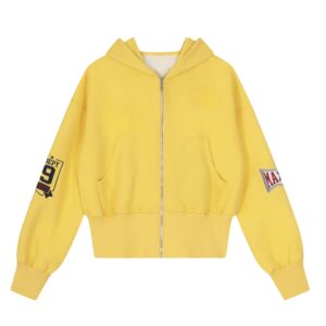 Yellow Cropped Zip-Up Hoodie